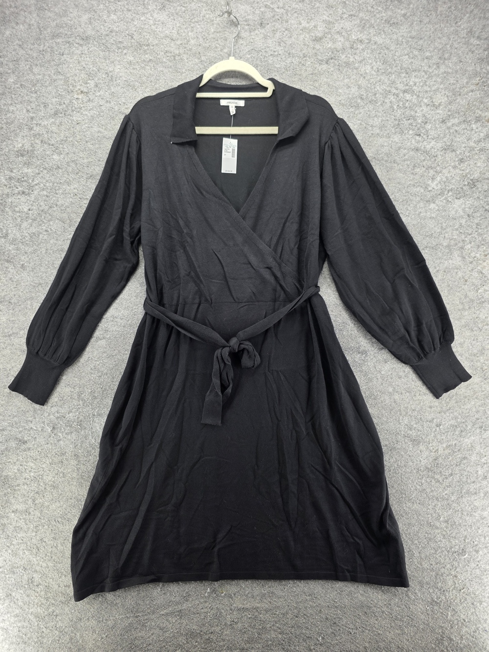 Maurices Dress Womens 2X Black Wrap Sweater Knee Length Belted Long Sleeve